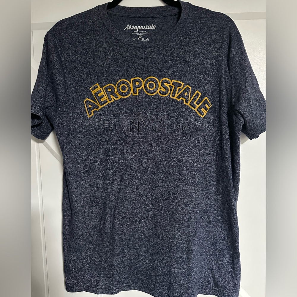 Aeropostale Heather Blue Tee with Yellow Logo